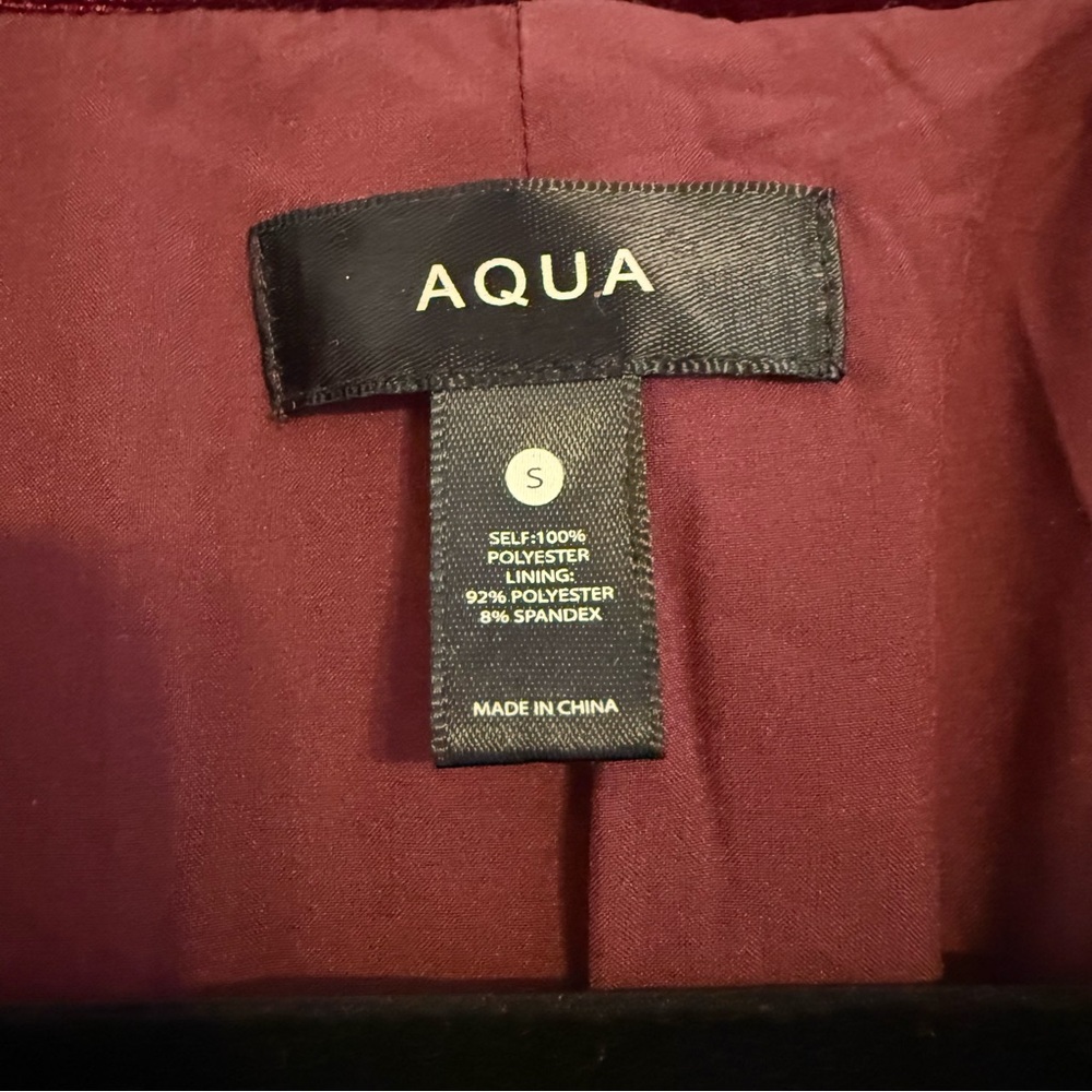 AQUA Cranberry Velvet Blazer Women’s Small Holiday Party Jacket Festive Rich Red - Picture 2 of 10